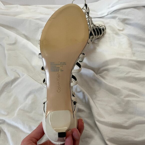 Calvin Klein Women's Neah Caged Sandals White Gladiator Size 9.5 M Excellent Con - Picture 7 of 16